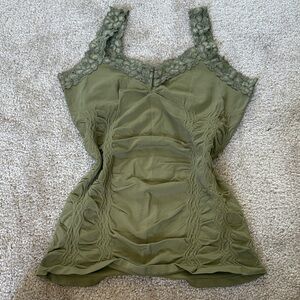 M Rena Lace-Trim Olive Green Women’s Camisole Top